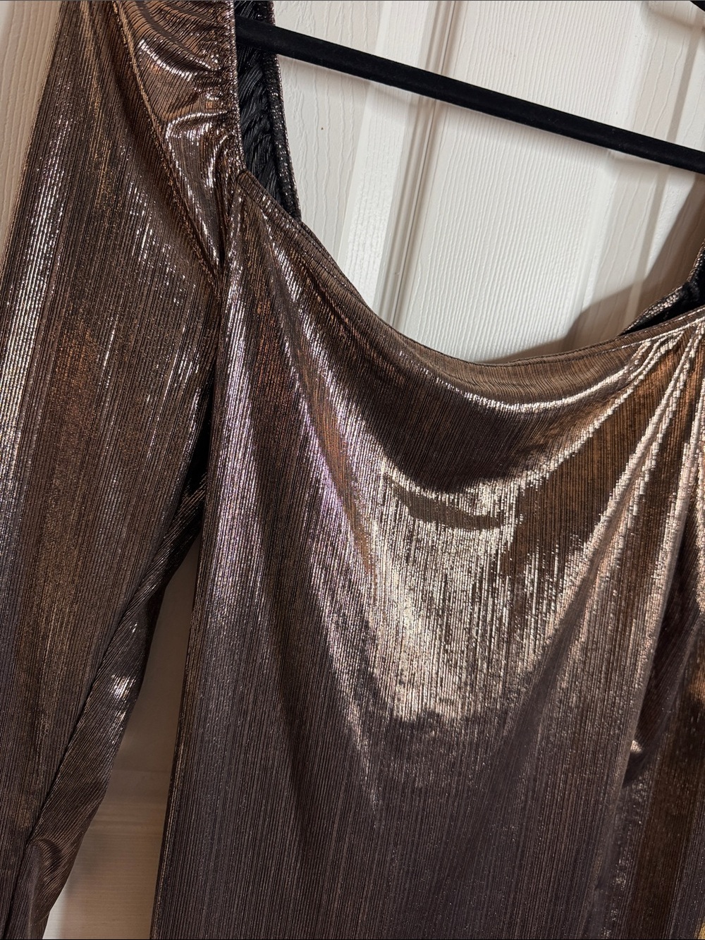 Boohoo Bronze Shimmer Long Sleeve Top